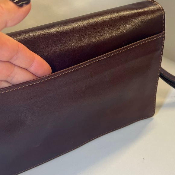 Bally Vintage Smooth Dark Brown Leather Stuctured Large Wristlet Clutch Bag - Picture 5 of 14